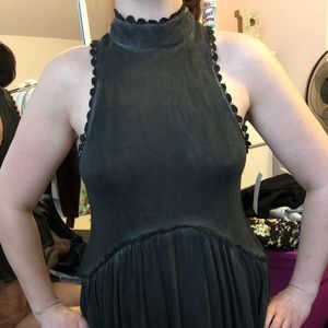 Dark gray collar neck tank top